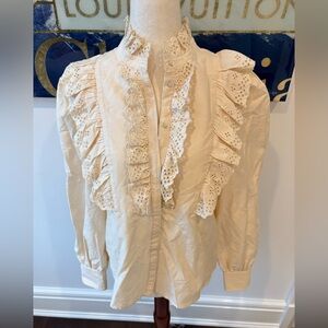 Elegant Cream Ruffled Blouse
